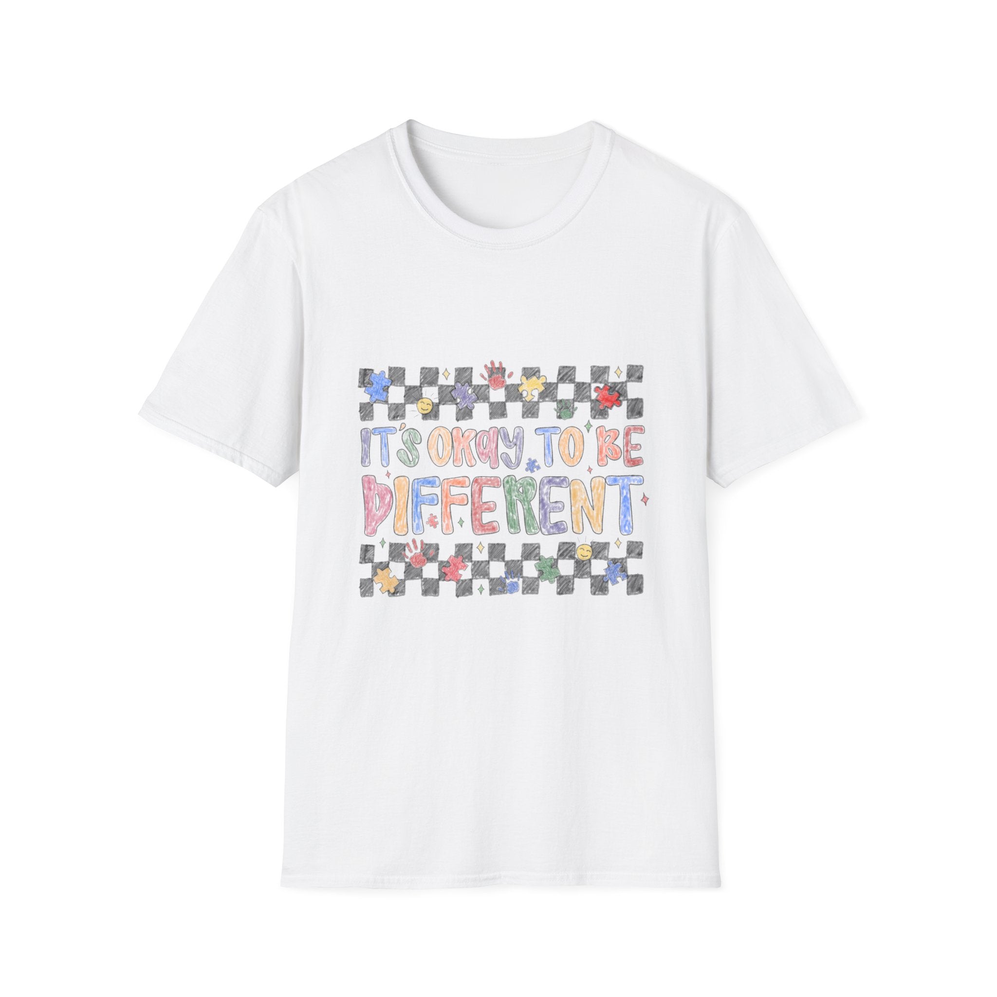 It's Okay To Be Different T-Shirt — Colorful Checkerboard Pride Tee