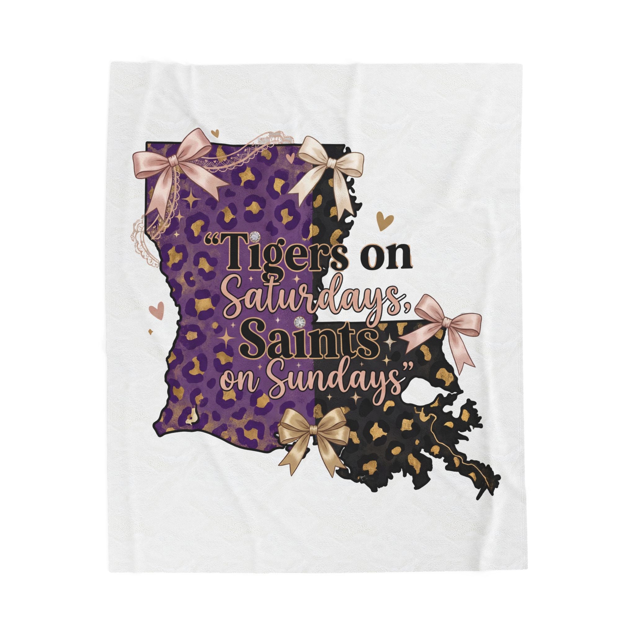 "Tigers on Saturdays, Saints on Sundays" Purple Leopard Louisiana Throw