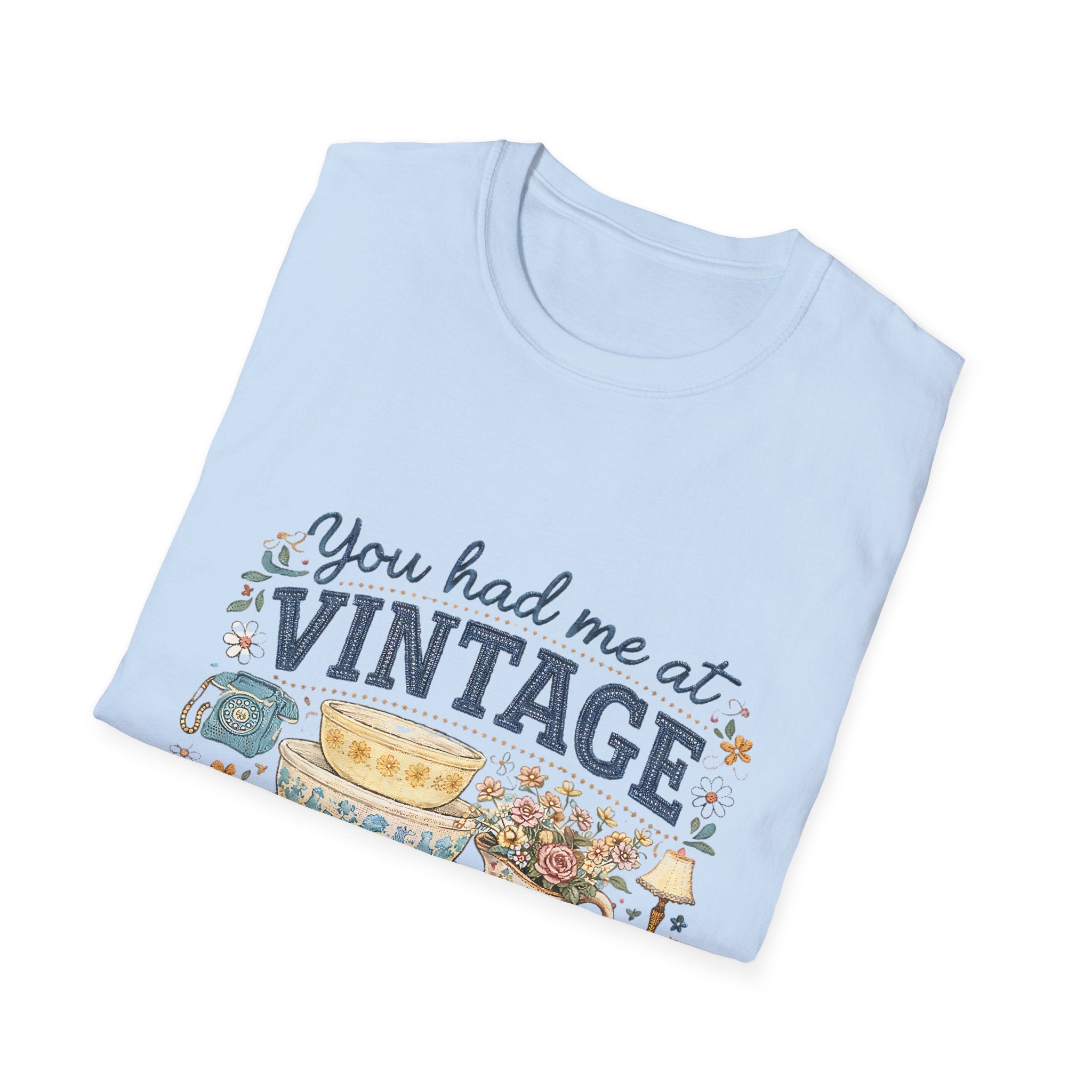 Vintage Lover T‑Shirt – "You Had Me at Vintage" Retro Tea & Antiques Graphic