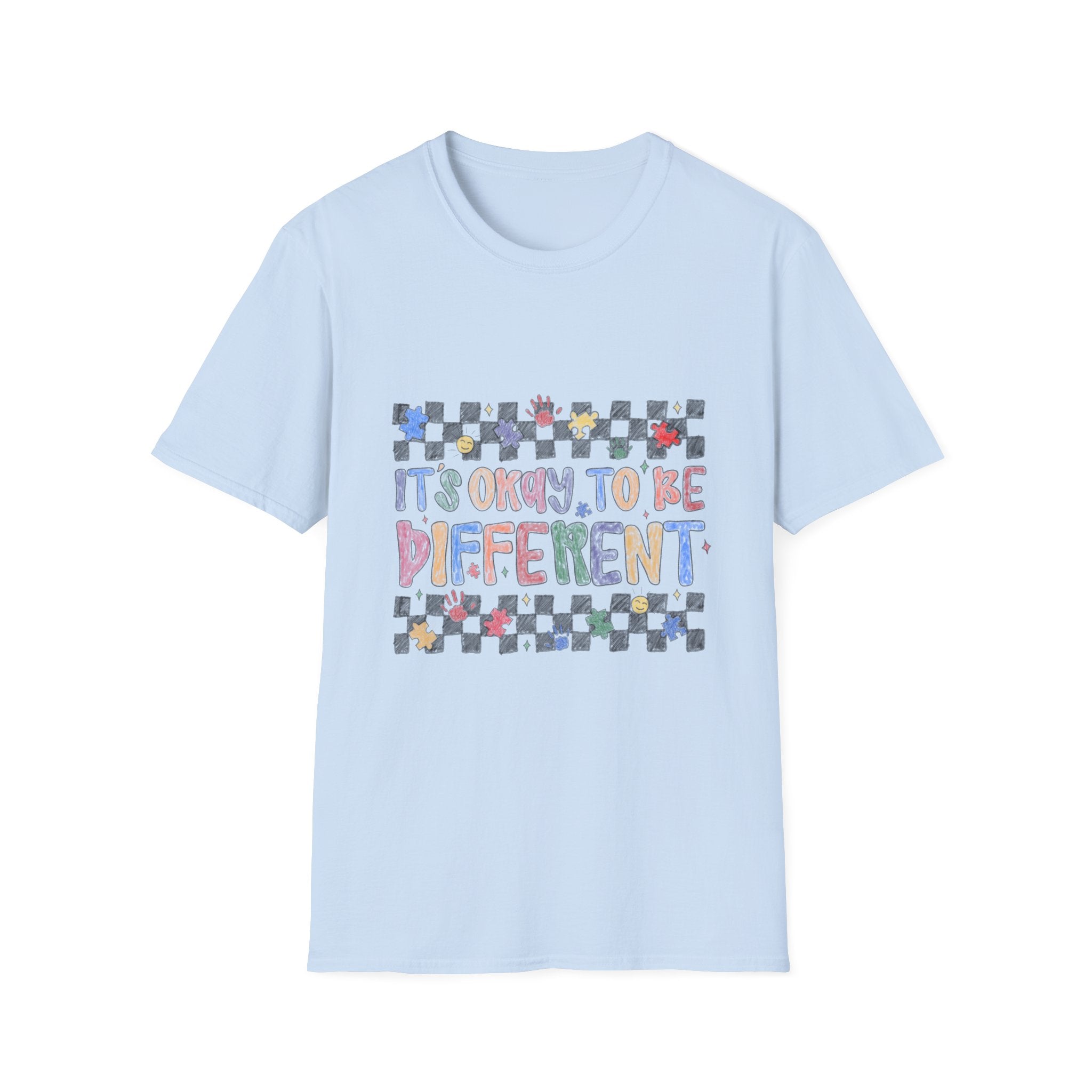 It's Okay To Be Different T-Shirt — Colorful Checkerboard Pride Tee