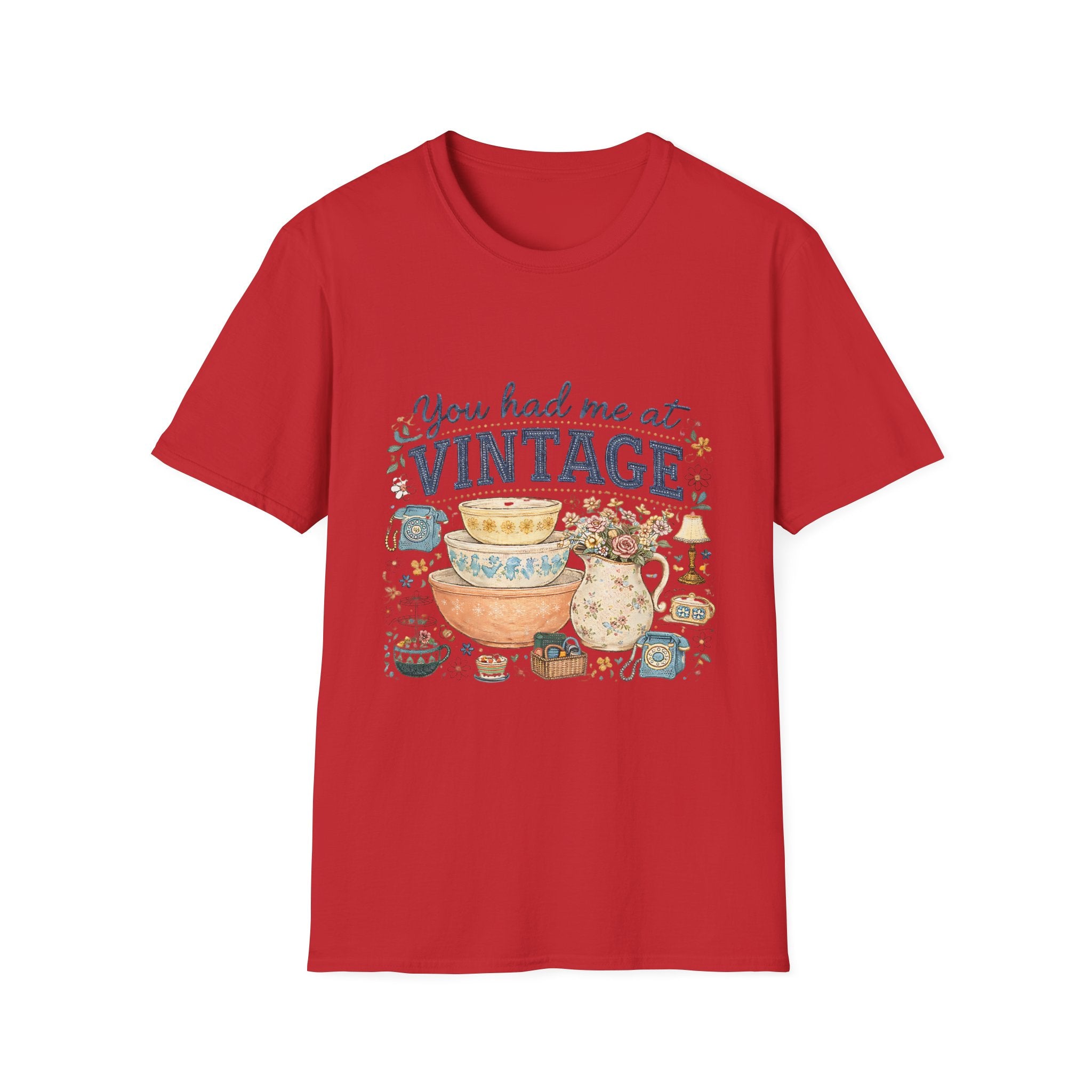 Vintage Lover T‑Shirt – "You Had Me at Vintage" Retro Tea & Antiques Graphic