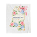 Mississippi Floral State Map Velveteen Plush Blanket – Southern Home Gift