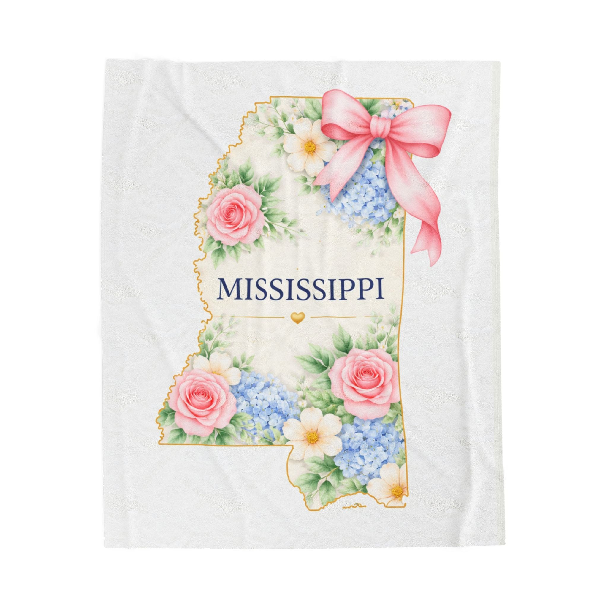 Mississippi Floral State Map Velveteen Plush Blanket – Southern Home Gift