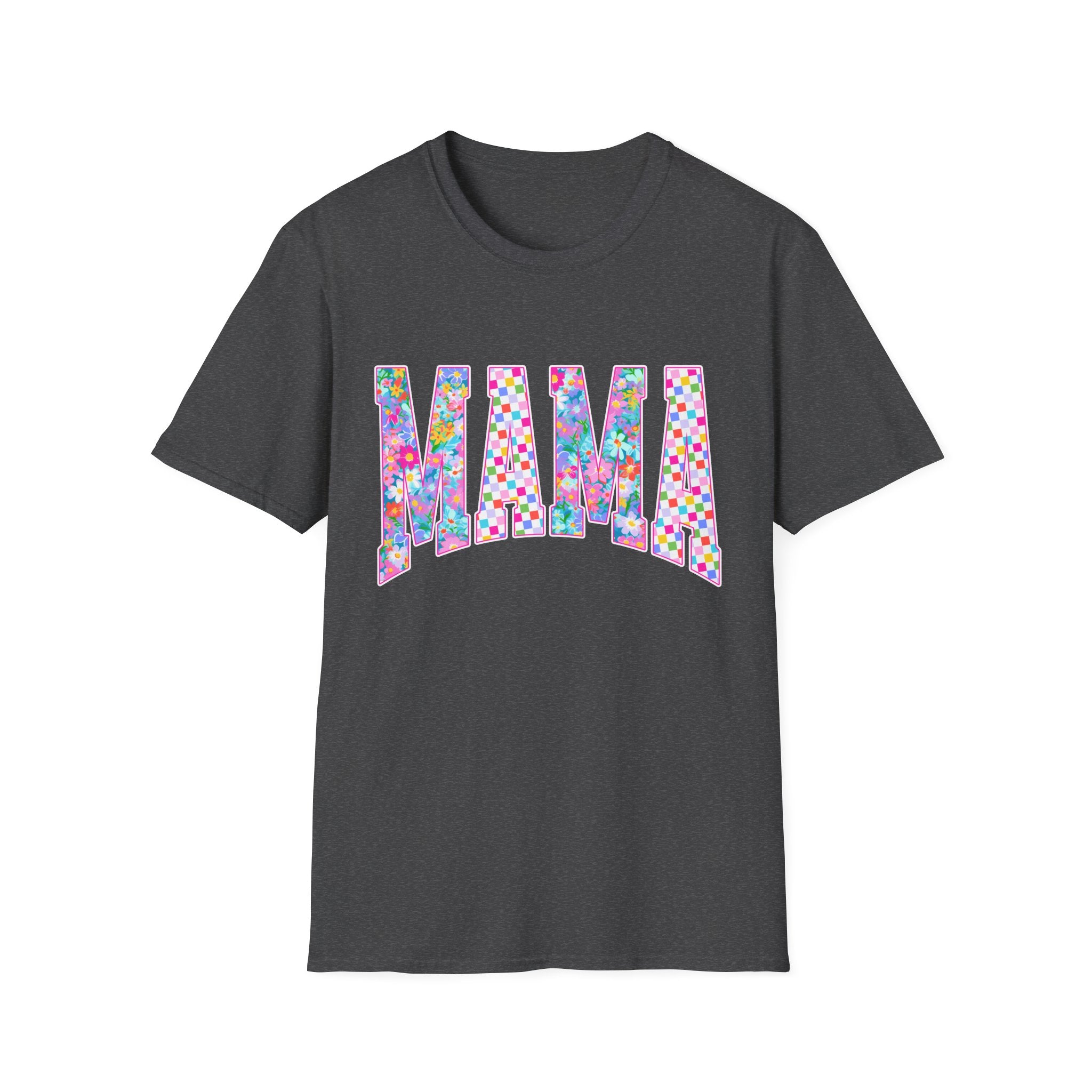 Mama Floral Pattern T-Shirt — Colorful ‘MAMA’ Lettering Tee for Moms, Mother’s Day Gift