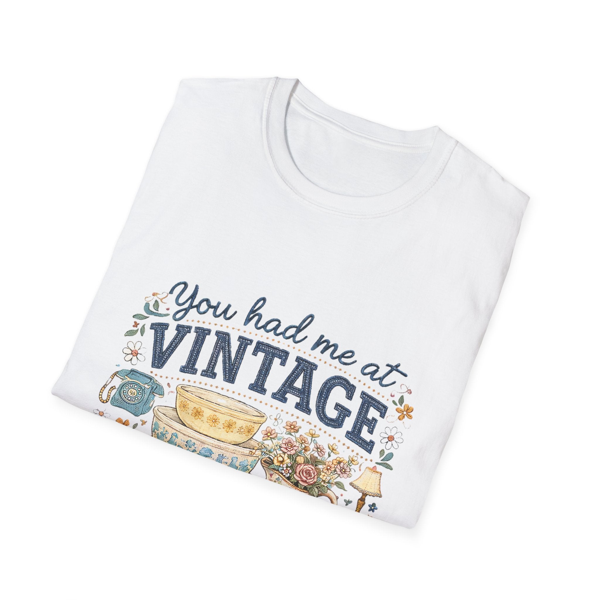 Vintage Lover T‑Shirt – "You Had Me at Vintage" Retro Tea & Antiques Graphic