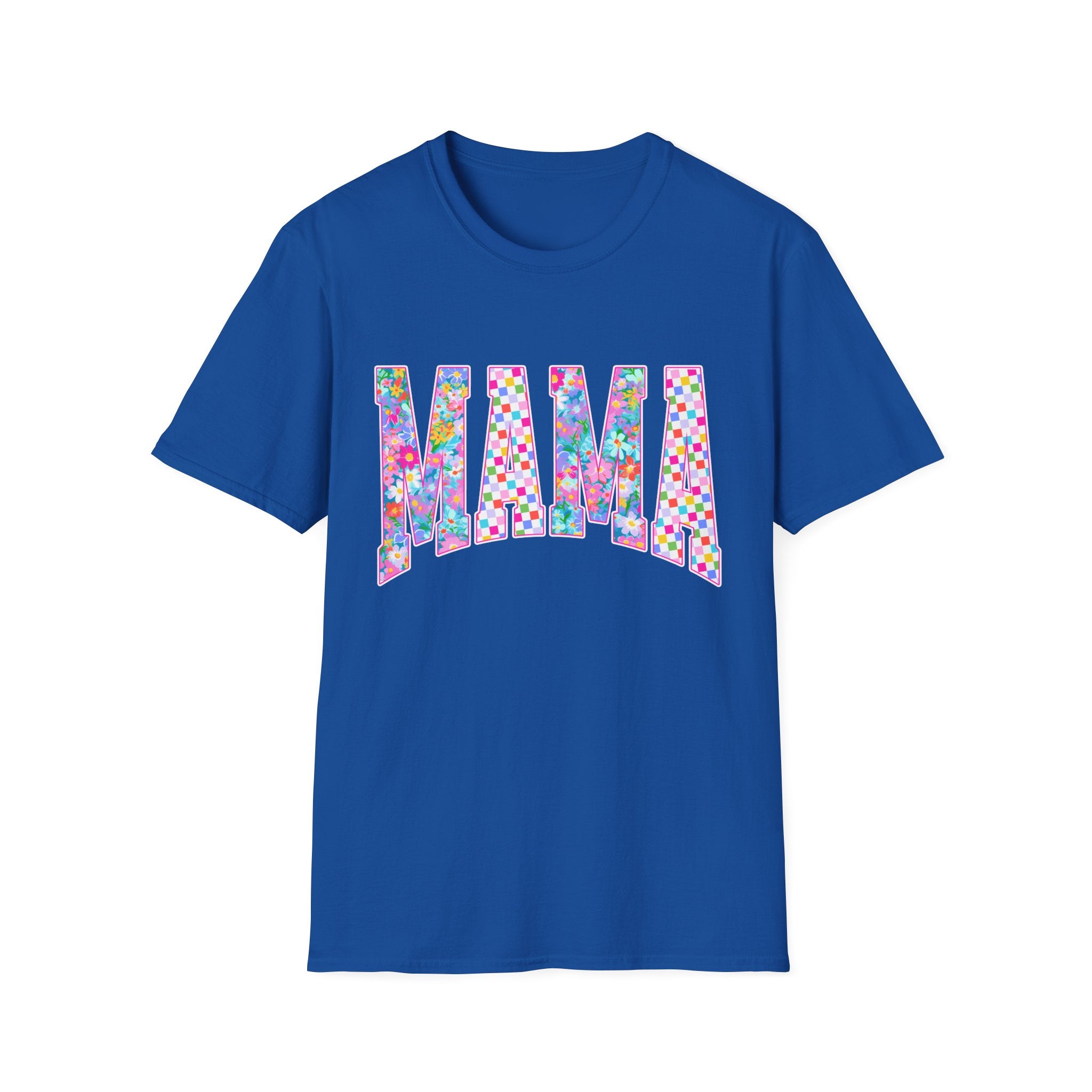 Mama Floral Pattern T-Shirt — Colorful ‘MAMA’ Lettering Tee for Moms, Mother’s Day Gift