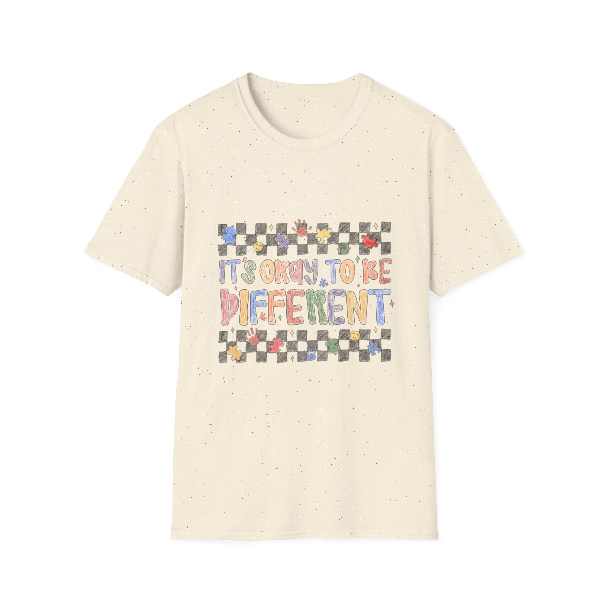 It's Okay To Be Different T-Shirt — Colorful Checkerboard Pride Tee