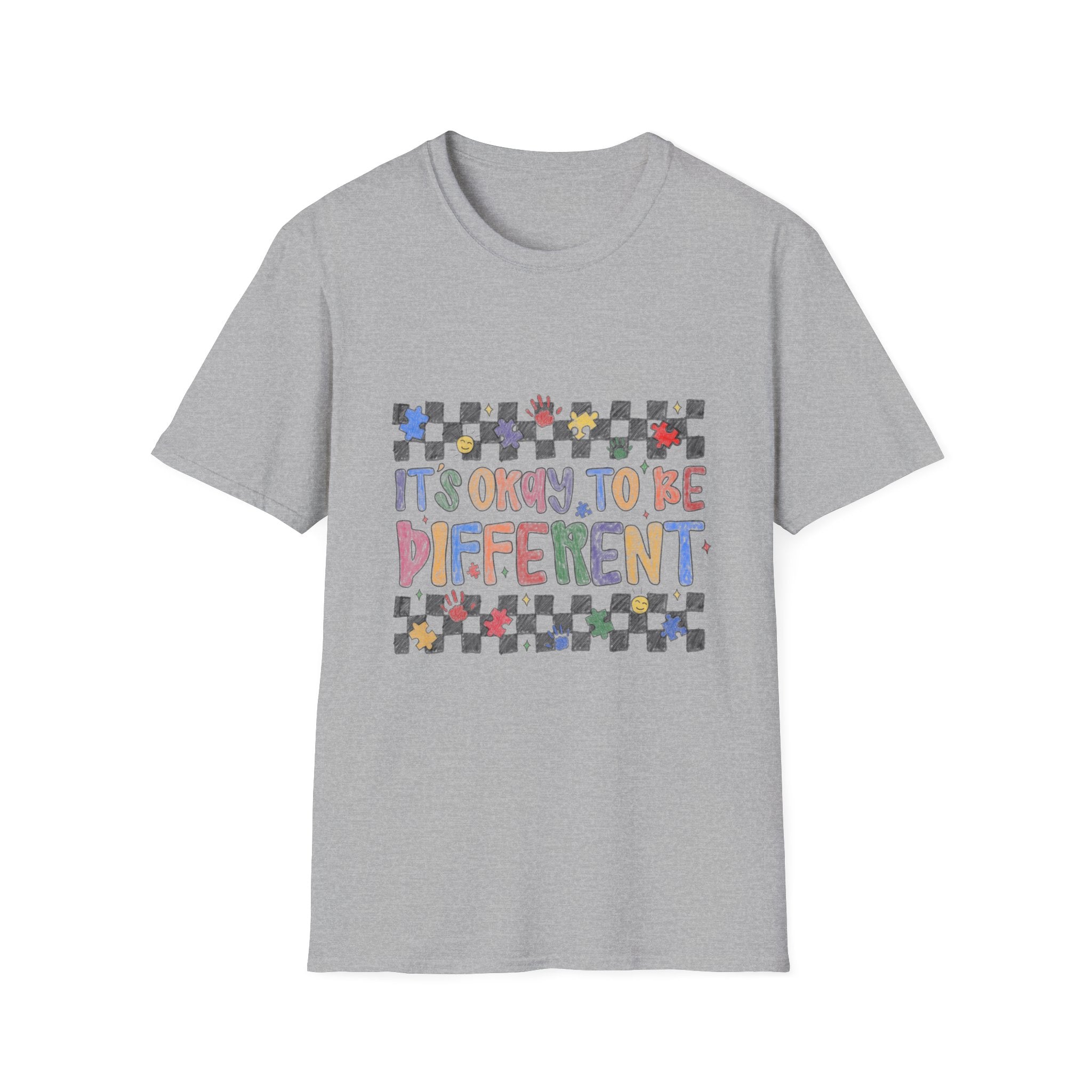 It's Okay To Be Different T-Shirt — Colorful Checkerboard Pride Tee